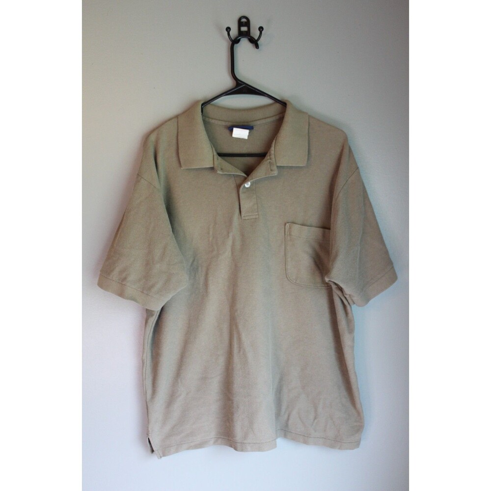 Vintage Puritan Mens Olive Green Short Sleeve Polo Shirt XL
